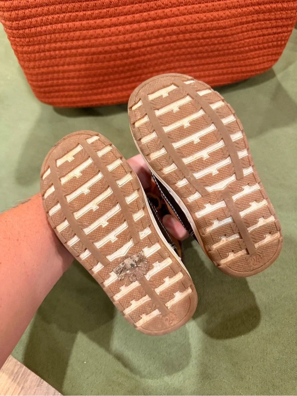 Kids Brown & Tan Winter Boots with Hook-and-Loop Straps